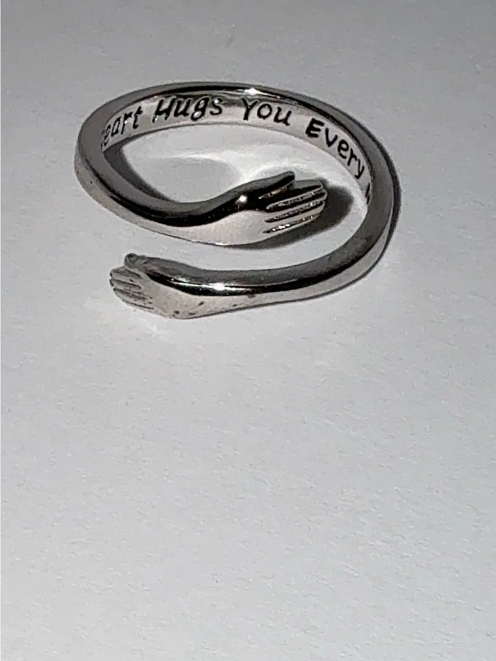 925 Sterling Silver Hug Ring Engraved 